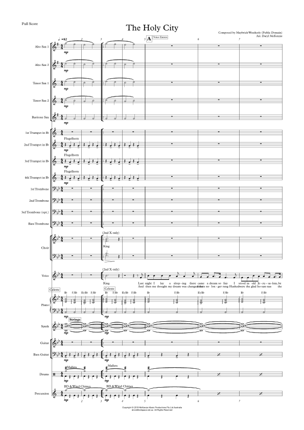 The Holy City - Big Band, Choir and Voice Key of Bb (arr. Daryl McKenzie)