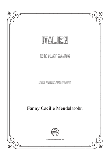 Fanny Hensel-Italien in E flat Major,for voice and piano (arr. MSM)