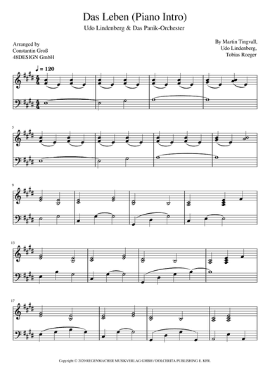 Das Leben (Piano Intro) (arr. Constantin Groß, 48DESIGN GmbH)
