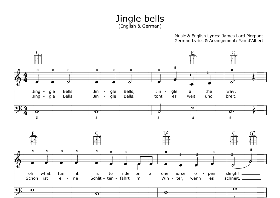 Jingle Bells (Easy Piano arr. by Yan d'Albert)