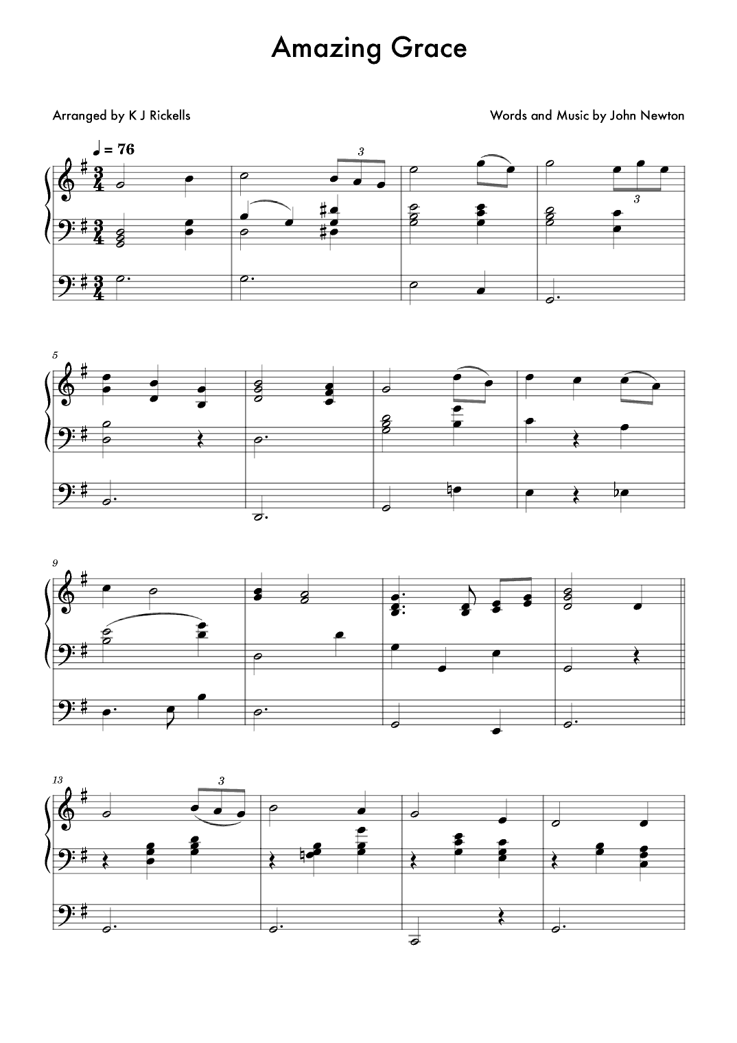 Amazing Grace - Organ Solo (arr. K J Rickells)