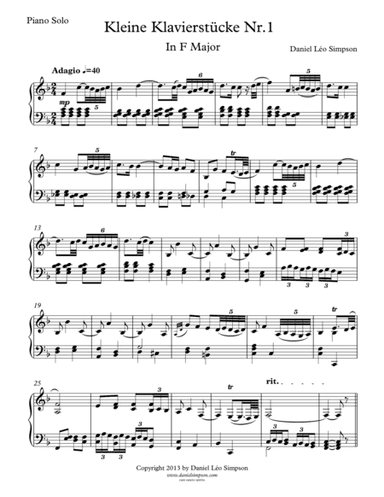 Kleine Klavierstücke Nr.1 in F major for Piano solo