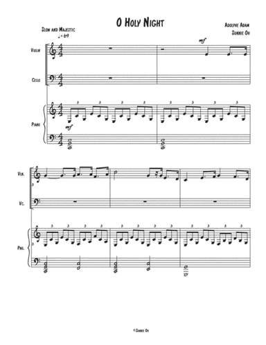 O Holy Night for Trio (Violin, Cello, and Piano) Parts Included, Digital Download (arr. Sunnie Oh)