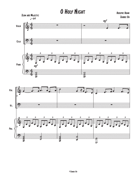 O Holy Night for Trio (Violin, Cello, and Piano) Parts Included, Digital Download (arr. Sunnie Oh)