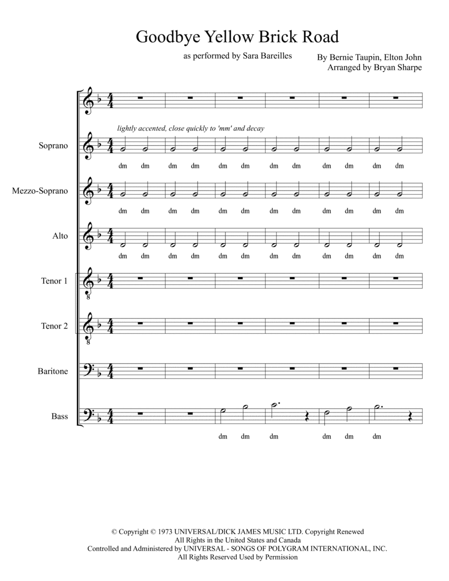 Goodbye Yellow Brick Road (arr. Bryan Sharpe)