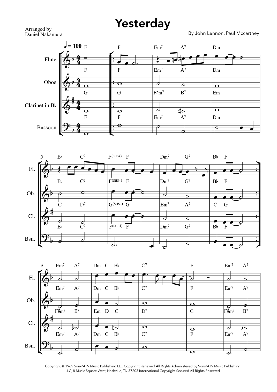 Yesterday (arr. Daniel Nakamura)
