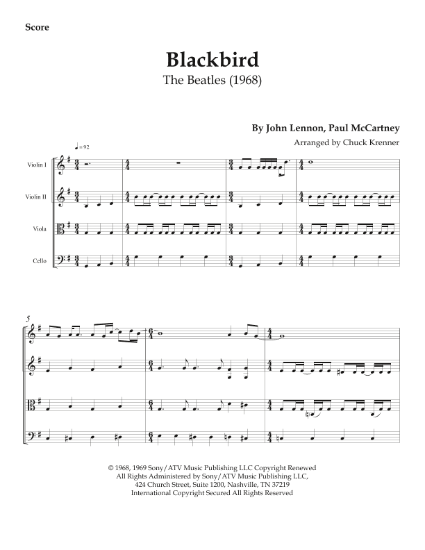 Blackbird (arr. Chuck Krenner)