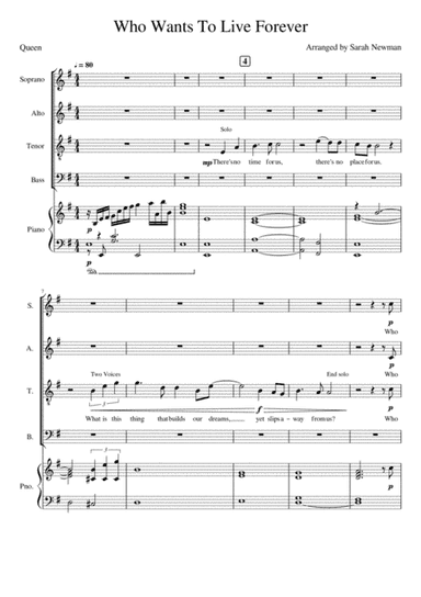 Who Wants To Live Forever (arr. Sarah Newman)
