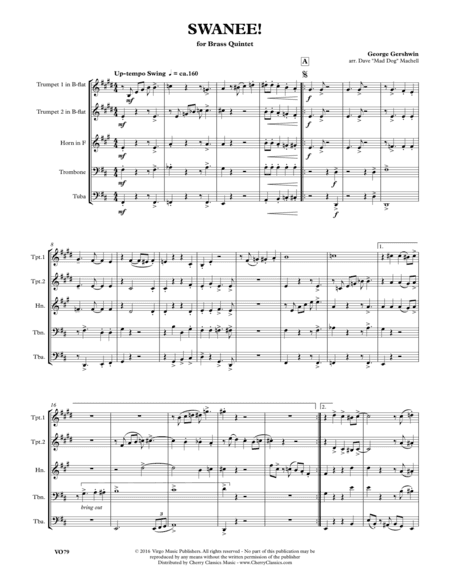 SWANEE for Brass Quintet (arr. Machell, Dave)