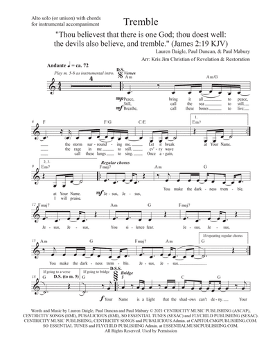 Tremble (arr. Kris Jim Christian (of Revelation & Restoration))