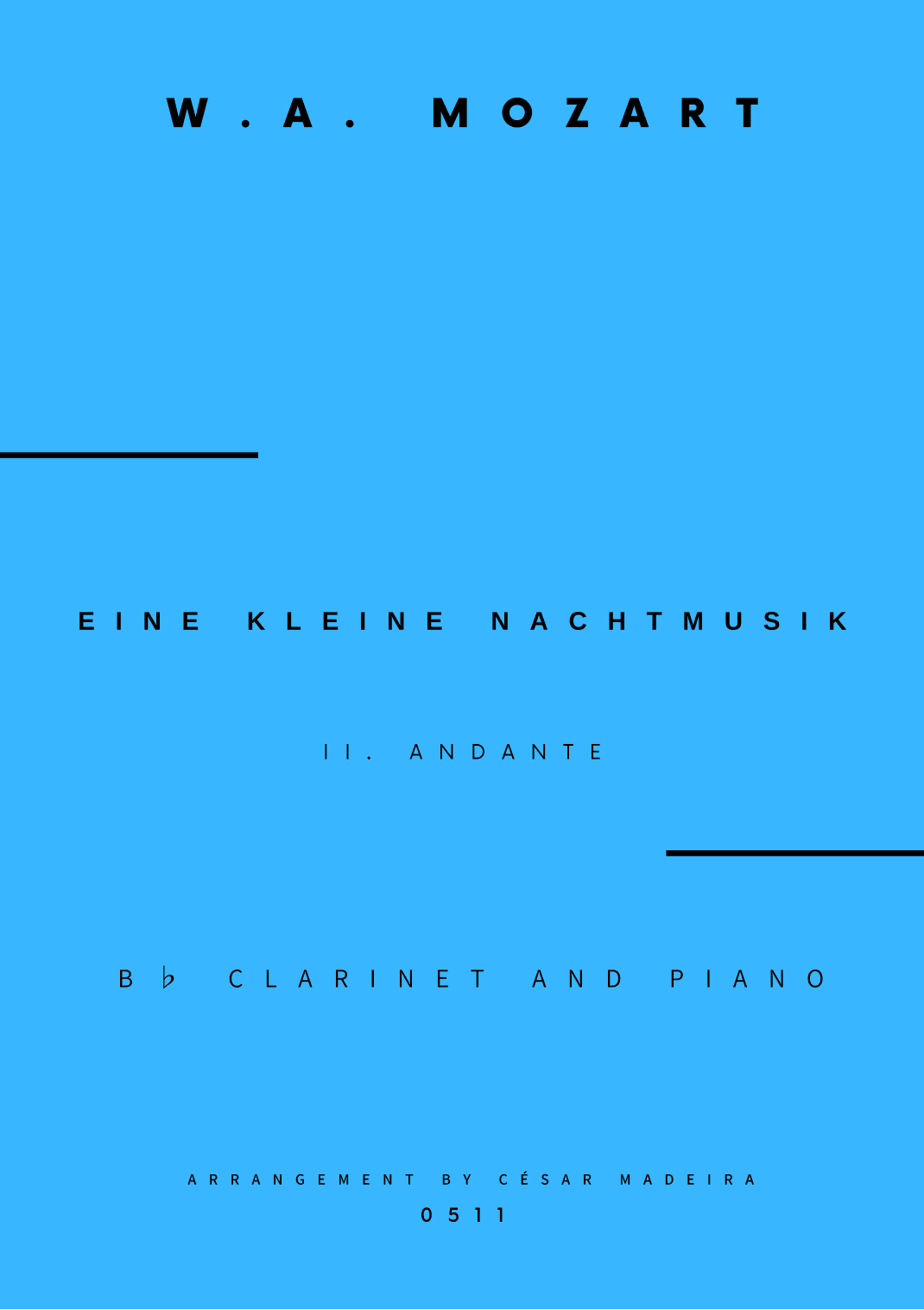 Eine Kleine Nachtmusik (2 mov.) - Bb Clarinet and Piano (Full Score) (arr. César Madeira)
