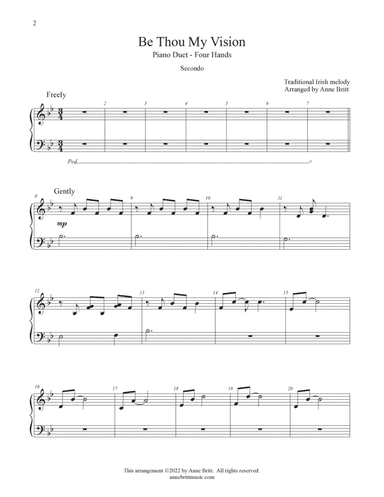 Be Thou My Vision (early intermediate piano duet) (arr. Anne Britt)