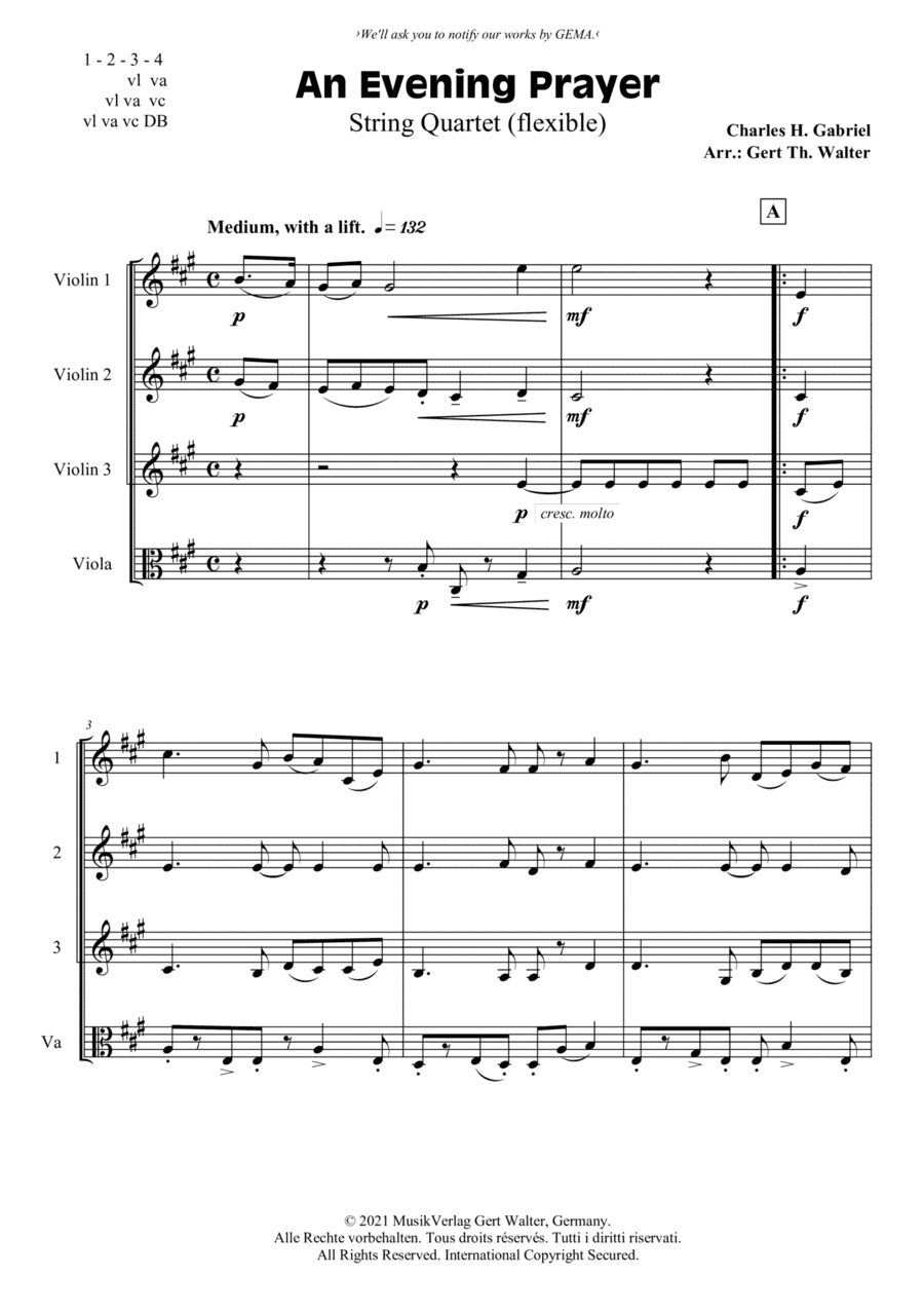 An Evening Prayer (arr. Gert Th. Walter)