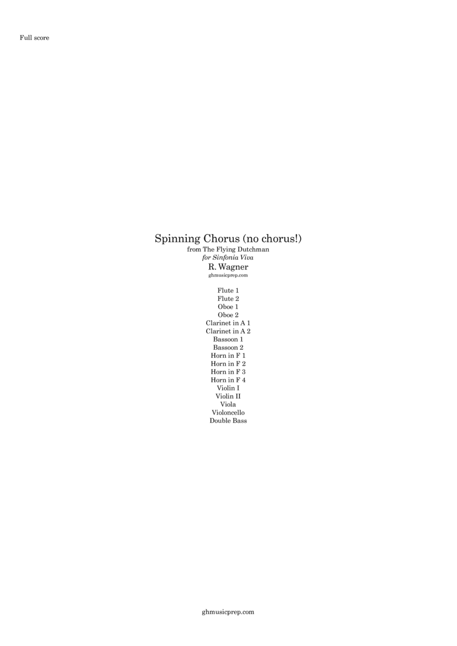 The Spinning Chorus (from the Opera "The Flying Dutchman") (arr. Graham Hall (ghmusicprep.com))