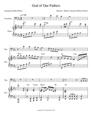 God of Our Fathers--trombone solo (arr. Beka Wilson)