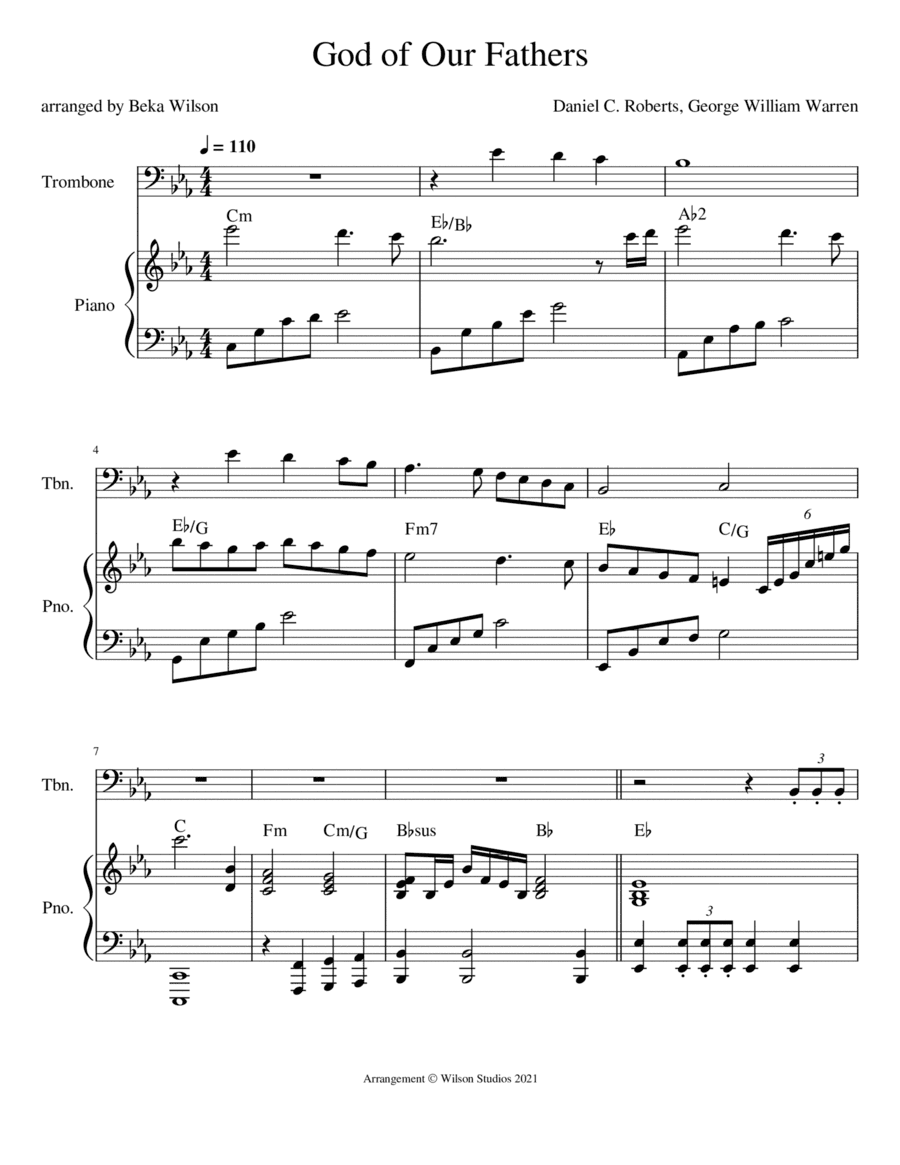 God of Our Fathers--trombone solo (arr. Beka Wilson)