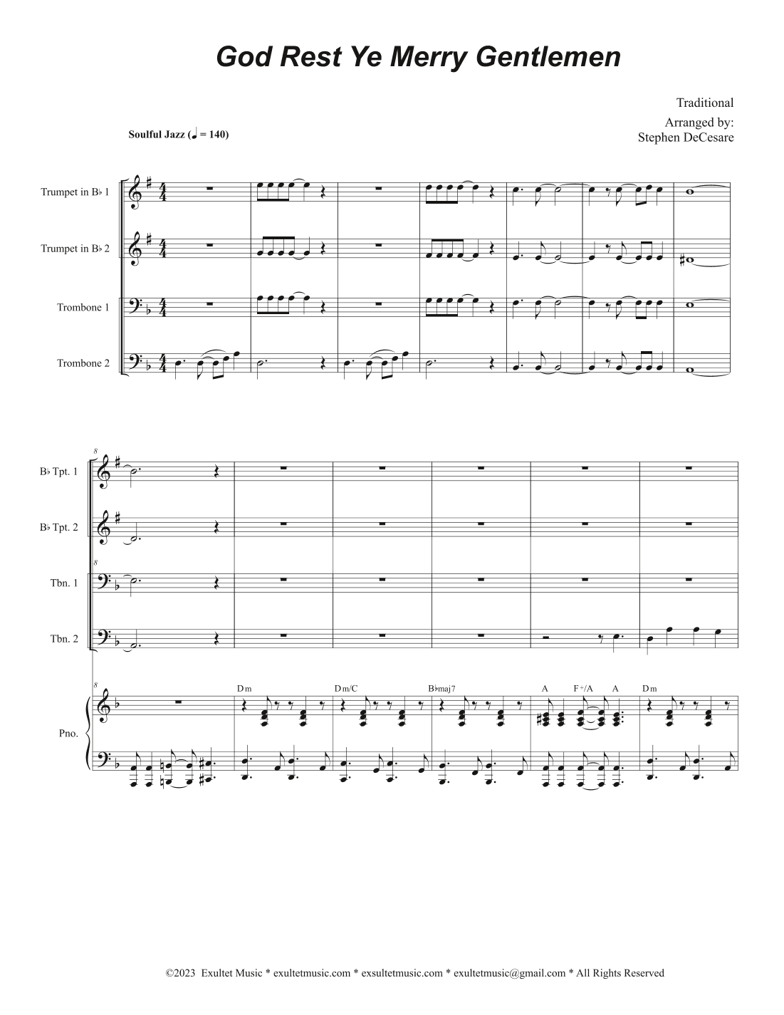 God Rest Ye Merry Gentlemen (Brass Quartet and Piano - Alternate Version) (arr. Stephen DeCesare)