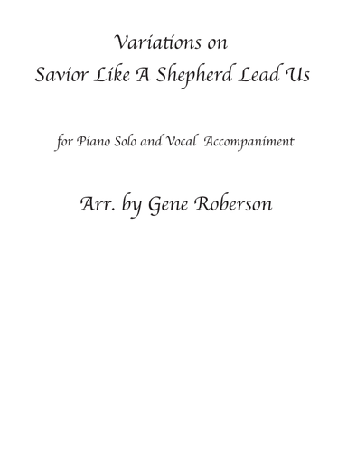 Savior Like A Shepherd (Bradbury)  Piano Solo (arr. Gene Roberson)