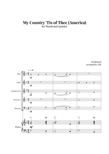 My Country 'Tis of Thee (America) (arr. GDJ)