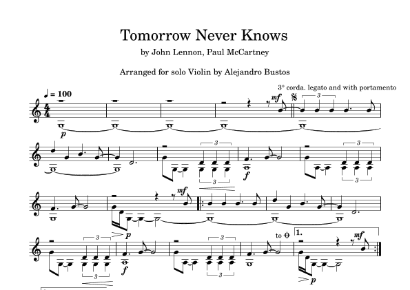 Tomorrow Never Knows (arr. Alejandro Bustos)
