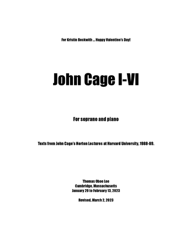 John Cage I-VI (2023)