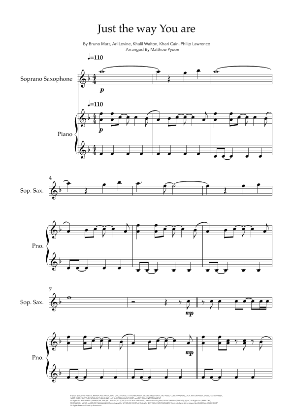 Just The Way You Are (arr. Matthew pyeon)