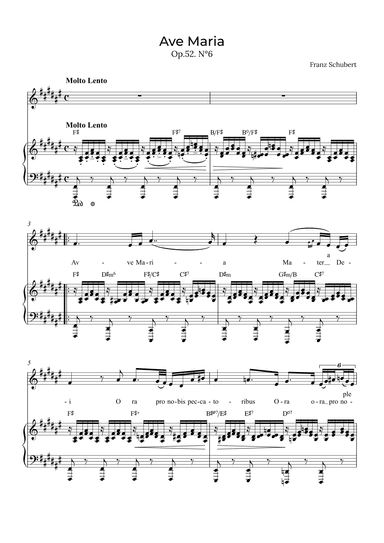 Ave Maria Schubert - Contralto with chords in F# (arr. Alex Nunes Rodrigues)