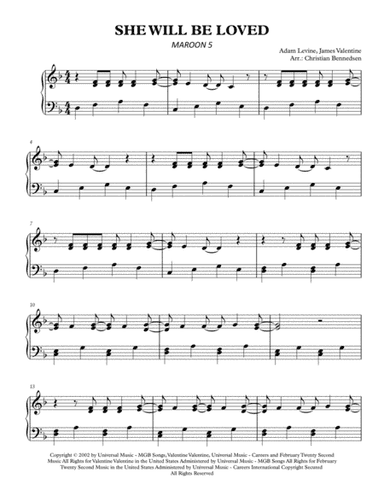 She Will Be Loved (arr. Christian Bennedsen)