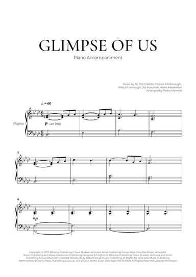 Glimpse Of Us (arr. Pedro Merendi)