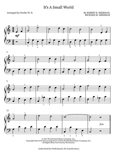 It's A Small World (arr. Noriko W.D.)