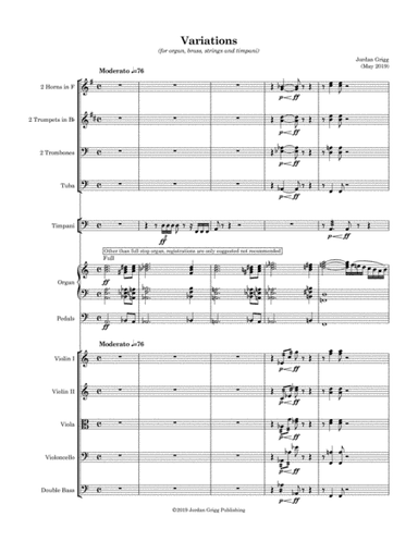 Variations (for organ, brass, strings and timpani)