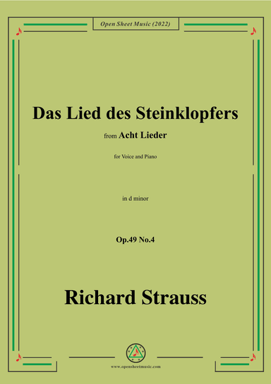 Richard Strauss-Das Lied des Steinklopfers,in d minor (arr. OSM Press)