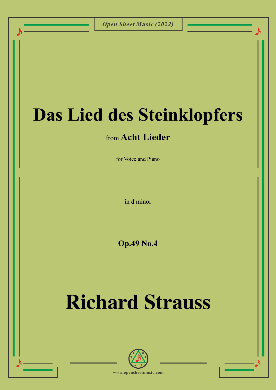 Richard Strauss-Das Lied des Steinklopfers,in d minor (arr. OSM Press)