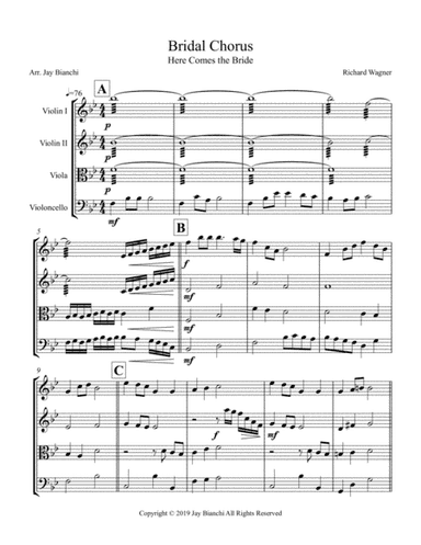 Here Comes the Bride - Bridal Chorus for String Quartet (arr. Jay Bianchi)