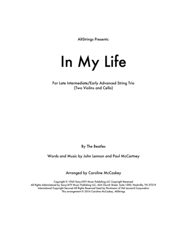 In My Life (arr. Caroline McCaskey)