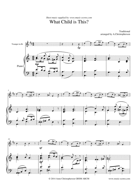 What Child is this - Trumpet and Piano (arr. Anne L Christopherson GRSM ARCM)