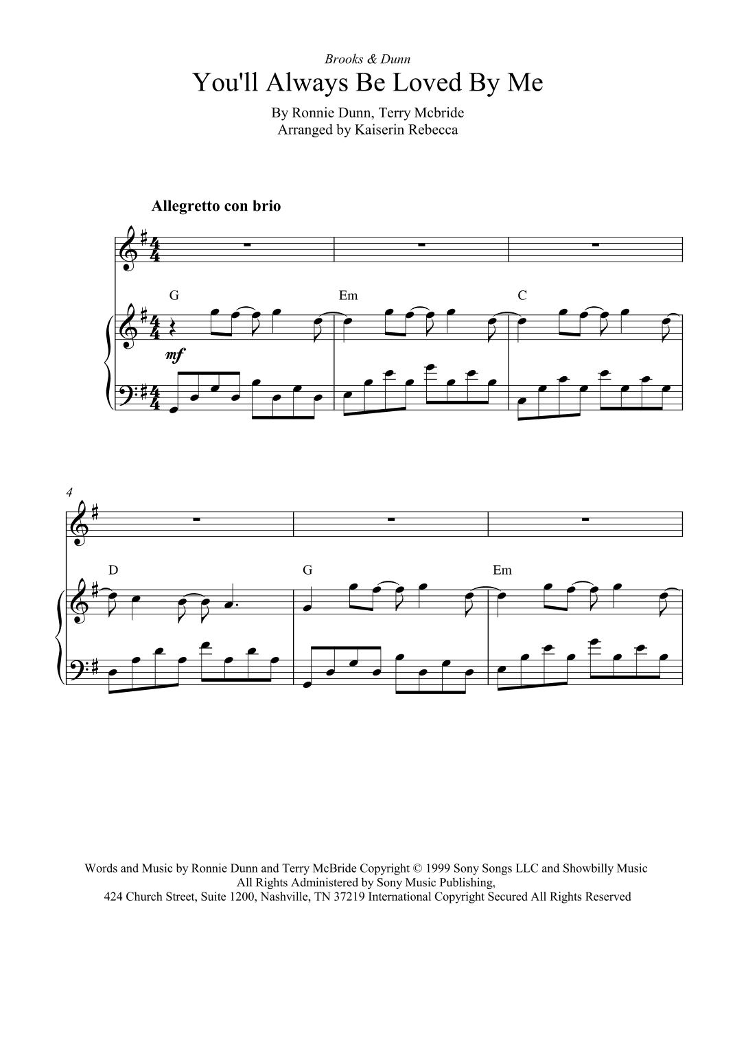 You'll Always Be Loved By Me (arr. Kaiserin Rebecca)