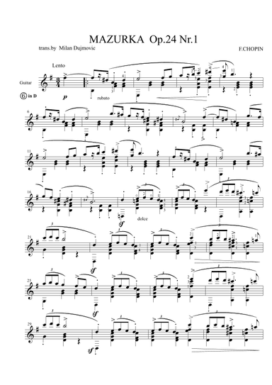 Mazurka Op.24 No.1 (arr. Milan Dujmović)