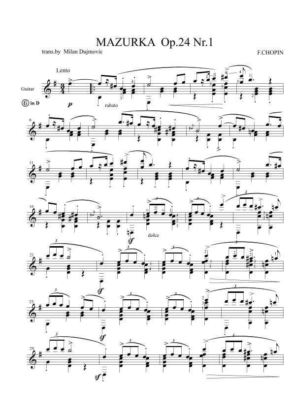 Mazurka Op.24 No.1 (arr. Milan Dujmović)