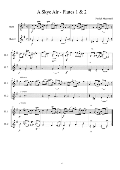 A Skye Air for Flute Quartet (2 flutes, alto and bass flute) - FLUTES 1 & 2 PART (arr. Karen E McAulay)