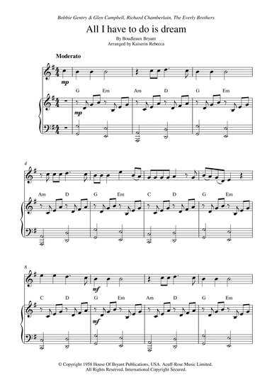 All I Have To Do Is Dream (arr. Kaiserin Rebecca)