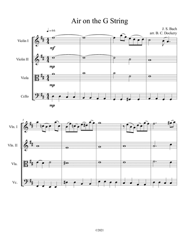 Air on the G String (String Quartet) (arr. B. C. Dockery)