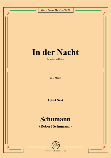 Schumann-In der Nacht,Op.74 No.4,in D Major (arr. OSM Press)
