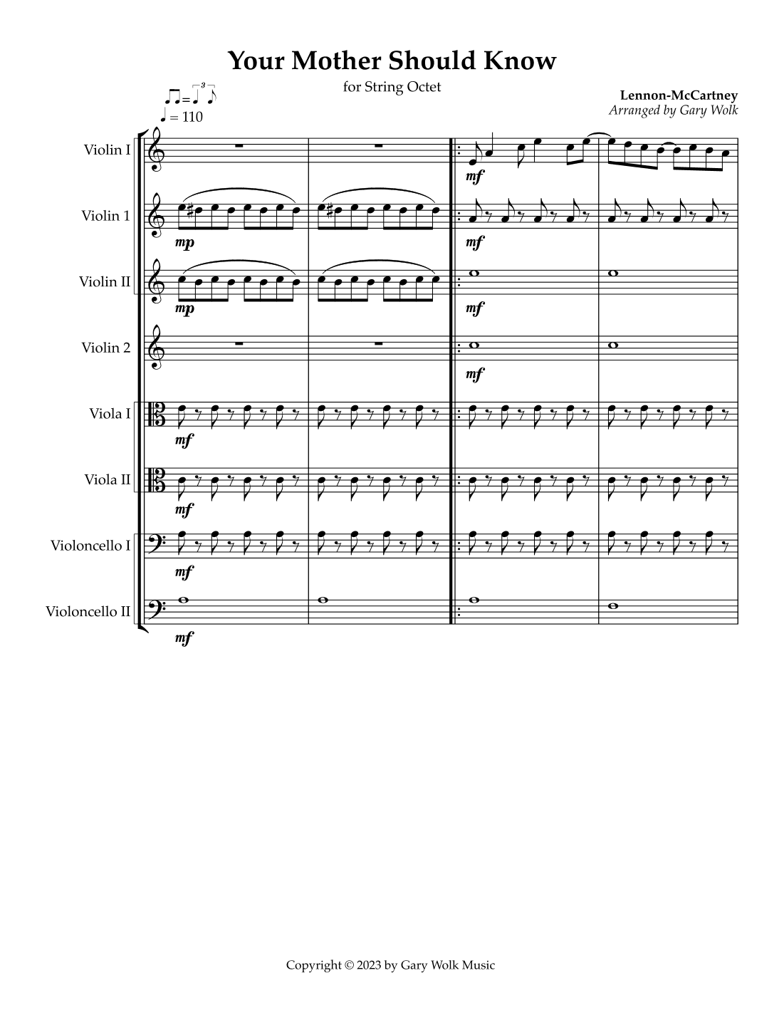 Your Mother Should Know (arr. Gary Wolk)