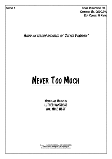 Never Too Much (arr. Mike West)