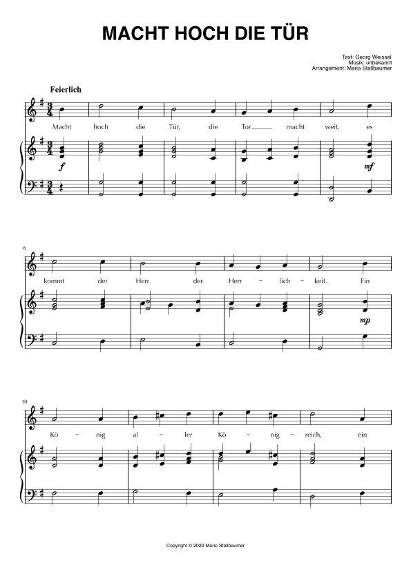 Macht hoch die Tür (arr. Mario Stallbaumer)