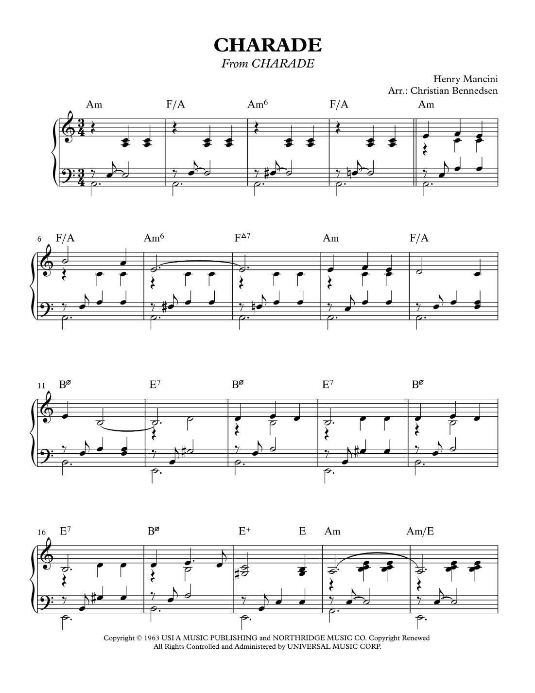 Charade (arr. Christian Bennedsen)