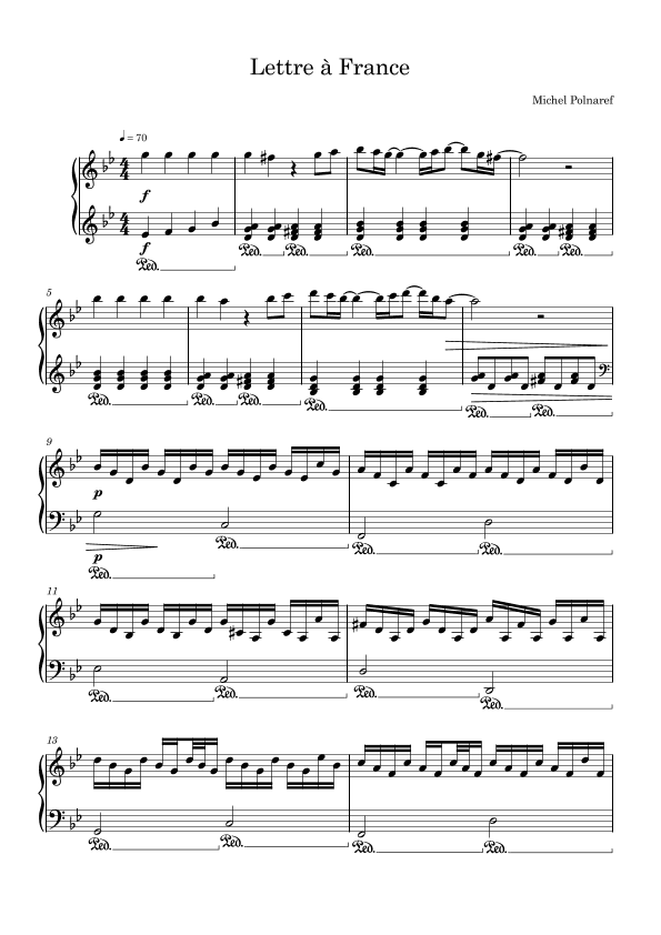 Lettre A France (arr. Sylvain Harvus)