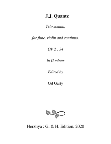 Trio sonata QV 2 : 34 for flute, violin and continuo in G minor (arr. Gil Garty)