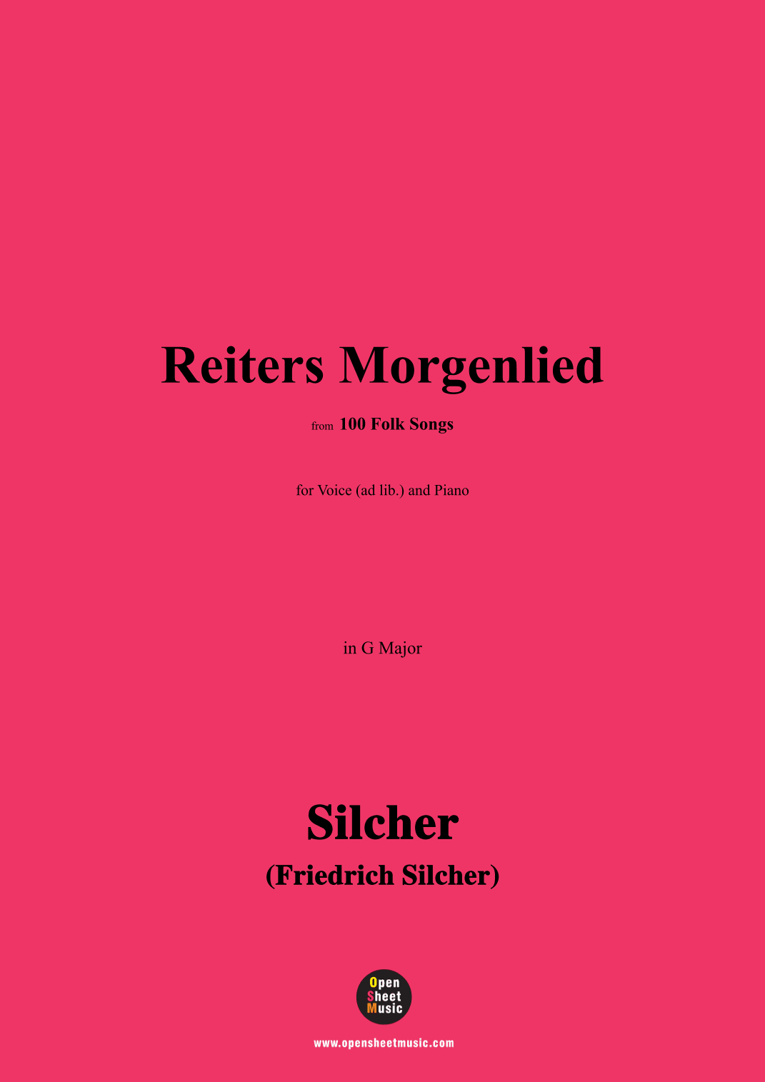 Silcher-Reiters Morgenlied,for Voice(ad lib.) and Piano (arr. OSM Press)